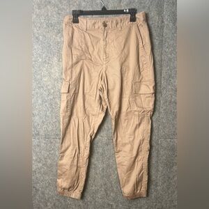 Gap Woman Size 12 tan cargo Girlfriend Joggers 100% Cotton